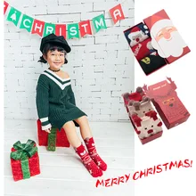 3 пар/кор. рождественские носки Детская подарочная коробка красный Снеговик Санта Клаус Рождественский олень мультфильм короткие