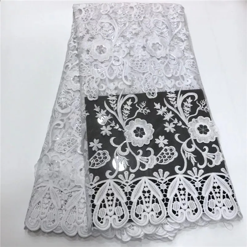 

High Quality White Nigerian Milk Silk Voile Lace Fabric Latest French Swiss Lace Fabric African Guipure For Wedding Every Dress