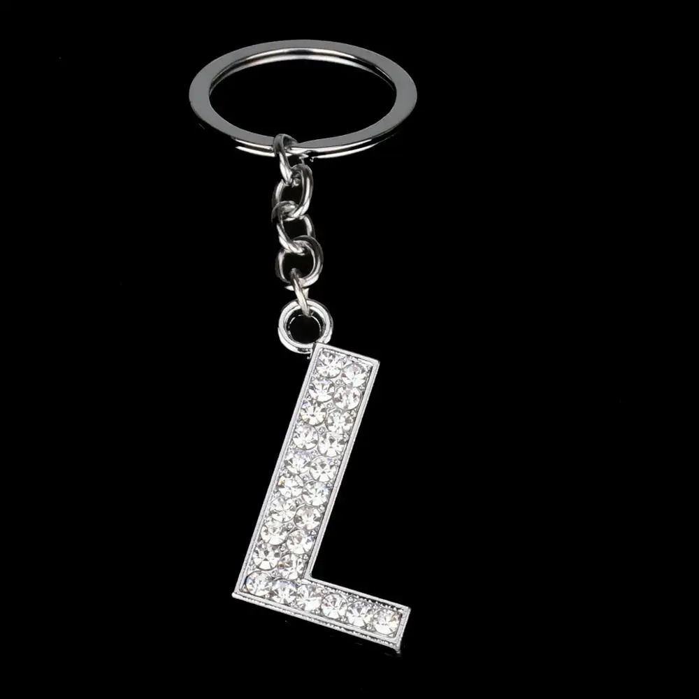 L Хрустальный алфавит, A-Z, серебряные подарки, C P брелок, L K подвеска O N B M D A, брелки, стразы, E J буква F Q, брелки H - Цвет: L