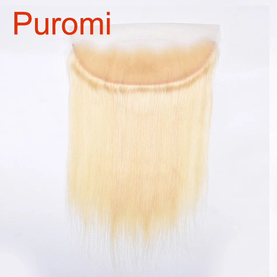 Puromi, прямые, 13X4, на шнурке, лобовое закрытие, с детскими волосами, человеческие волосы, 613#, цвет, средний коэффициент, Remy человеческие волосы, свободная часть