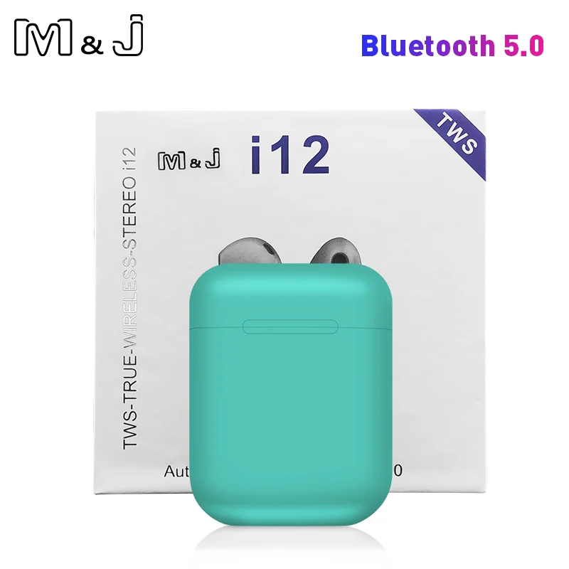 I12 tws Bluetooth наушники беспроводные наушники Hands free бизнес наушники спортивная Гарнитура Bluetooth Музыкальные наушники - Цвет: Green