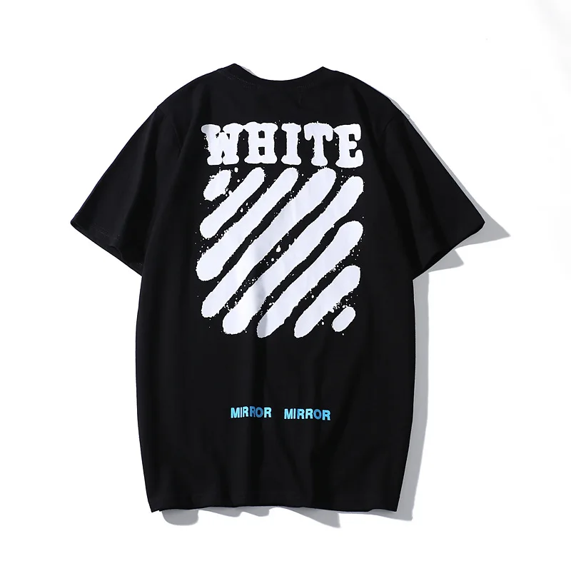 19SS OFF-WHITE OW Лето Новые брызги дудлы Тигр улица хип хоп Хлопок Свободные Пары Мужская футболка с коротким рукавом