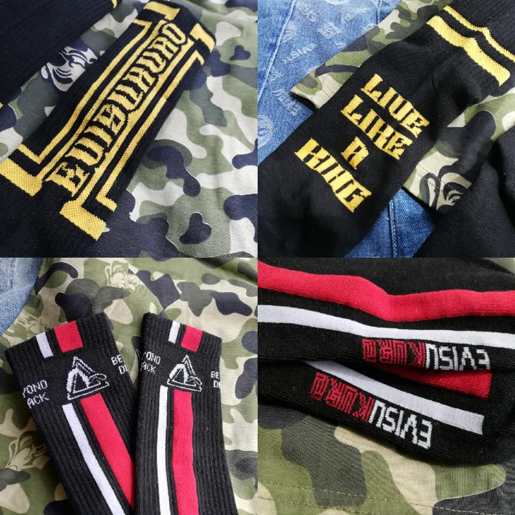Бренд Evisu повседневные хлопковые мужские носки Модные дышащие теплые чулки спортивные мужские и женские парные носки