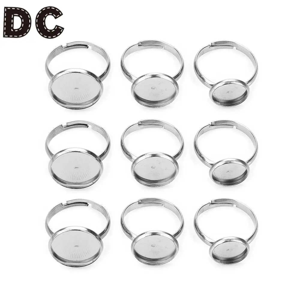 DC 20PCS/lot Adjustable Stainless Steel Ring Holder Fit 8/10/12/14/16/18/20mm Glass Cabochon Setting DIY Jewelry Making | Украшения и