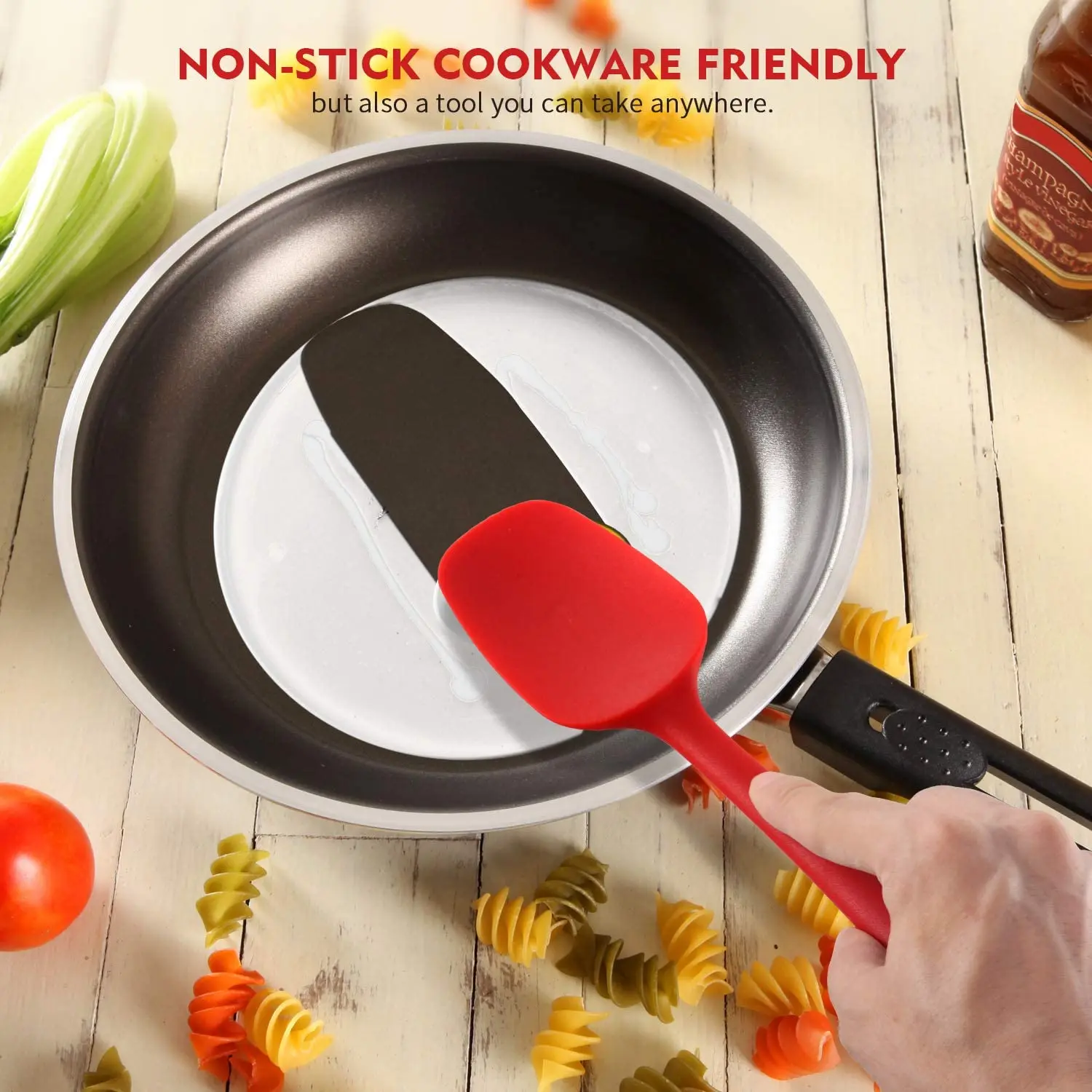 WALFOS 2 Pcs/Set Food Grade Nonstick Silicone Scraper Heat-Resistant Flexible Silicone Baking Mixing Spoon Spatula Cooking Tool