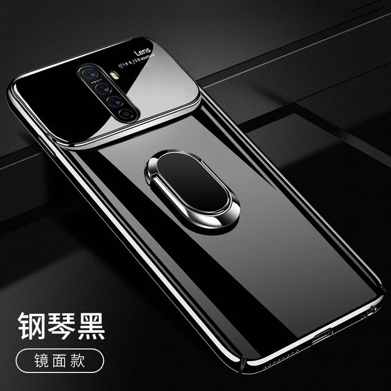 black Для OPPO Realme X2 Pro чехол Роскошный Жесткий ПК с подставкой Кольцо Магнит тонкий защитный чехол на заднюю панель для realme x2 pro x2pro - Цвет: black
