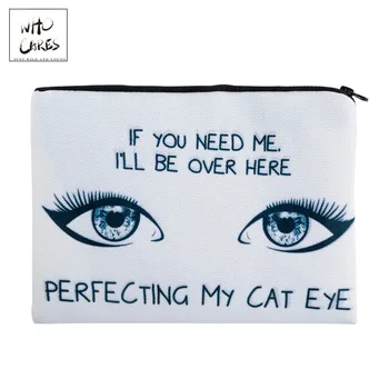 

CAT EYE 3D Printing simple makeup bag neceser New who cares Cosmetic case women trousse de maquillage organizer pencil case