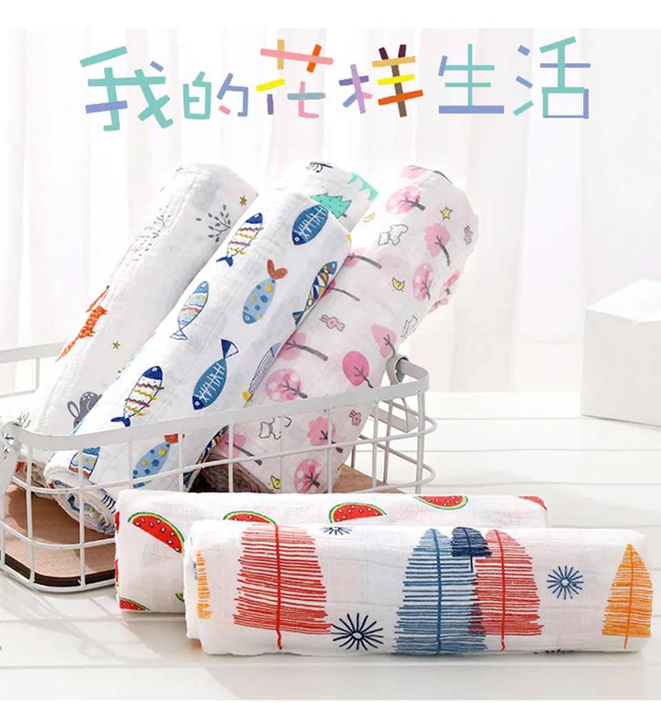 Детские одеяла с двойным мультипликационным принтом, муслиновое Пеленальное Одеяло, детское банное полотенце, Товары для новорожденных, муслиновые квадраты