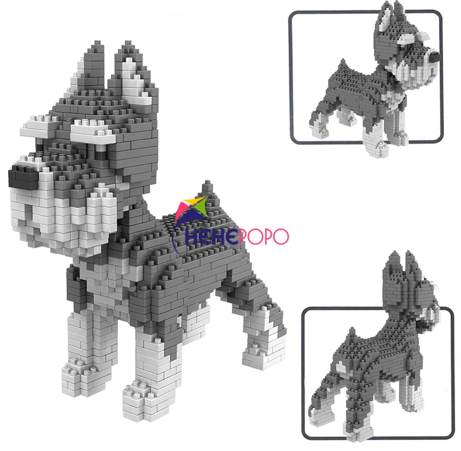 880 шт 6618 1 Schnauzer монтажные блоки модель животных мини кирпичи игрушки Алмазные