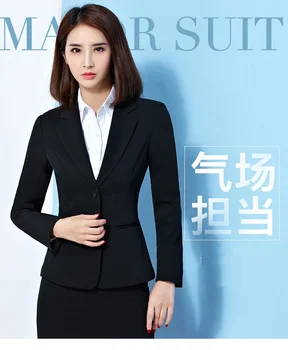 

Women Blazers mujer Runway Jacket Female 2019 Suits Button Coat Casual Black Plus Size Business Blazers For Women Formal S0294