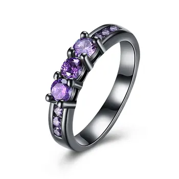 

Exquisite Women Ring Purple Zircon Classic Prom Wedding Ring Prong Setting Charm Finger Ring Engagement Ring Jewelry