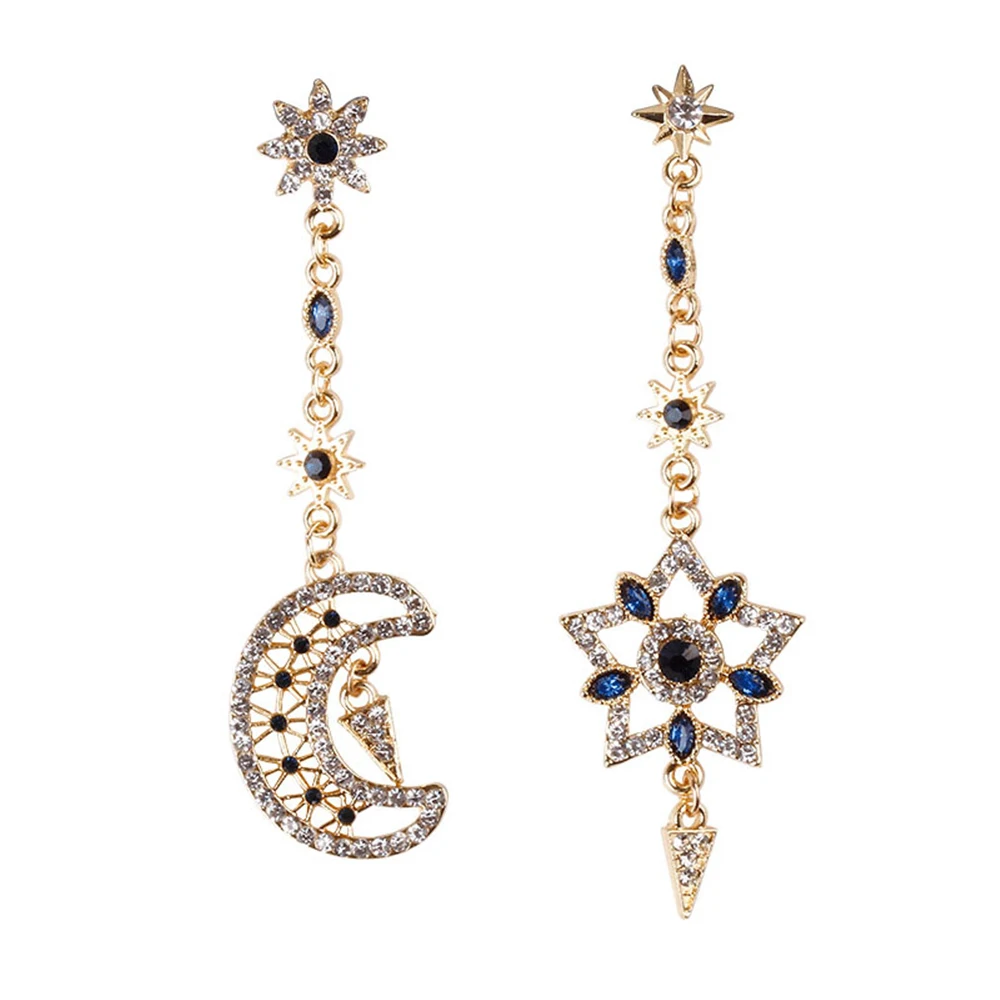 LEGENSTAR блестящая кристаллическая звезда серьги в форме Луны для женщин Шарм Висячие серьги-гвоздики модные ювелирные изделия сережки - Окраска металла: FE0778201