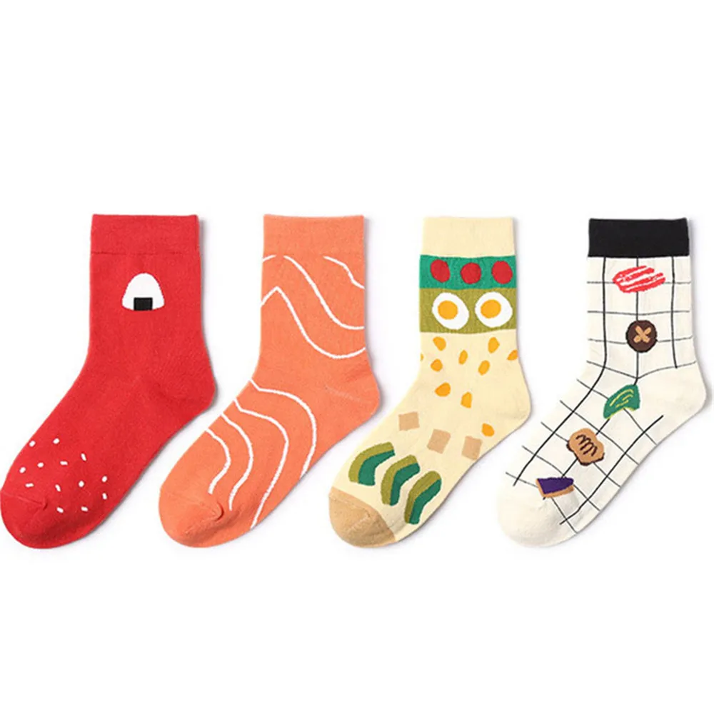 Забавные японские хлопковые носки с рисунком барбекю, суши, лосося, повседневные модные носки в стиле хип-хоп