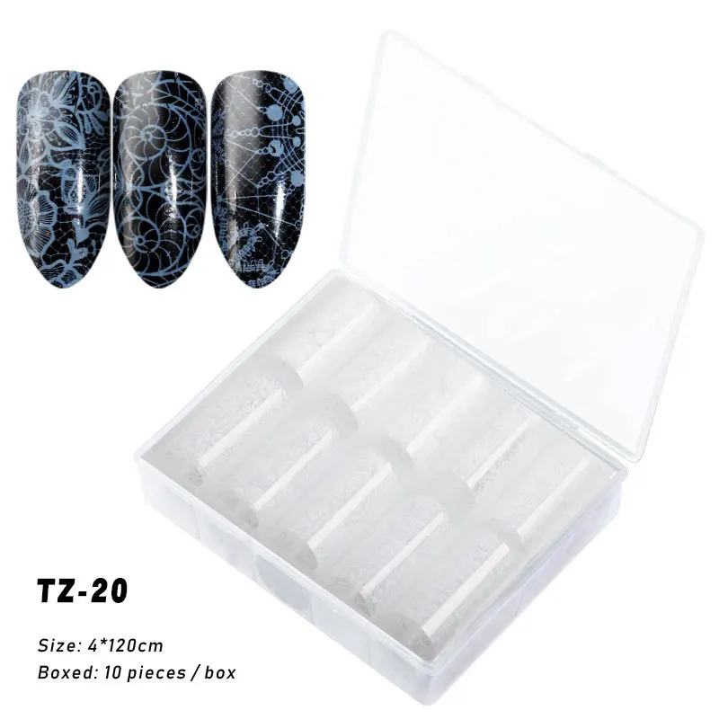 TZ20 50 видов 10PCS жидкость для Фольга Стикеры комплект голографическая Звездное клей Sky обертывания передачи Бумага Мрамор блестящие, для дизайна ногтей Наклейка гель набор - Цвет: TZ20