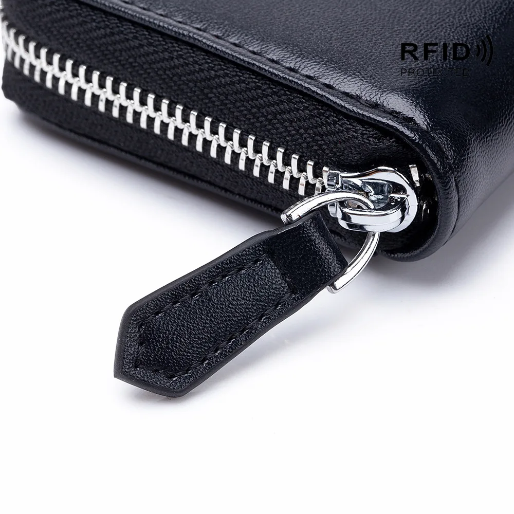 Japanese Style Coin Purse Leather R-fid Anti-theft Brush Men and Women Zipper Coin Storage Classification Coin Purse