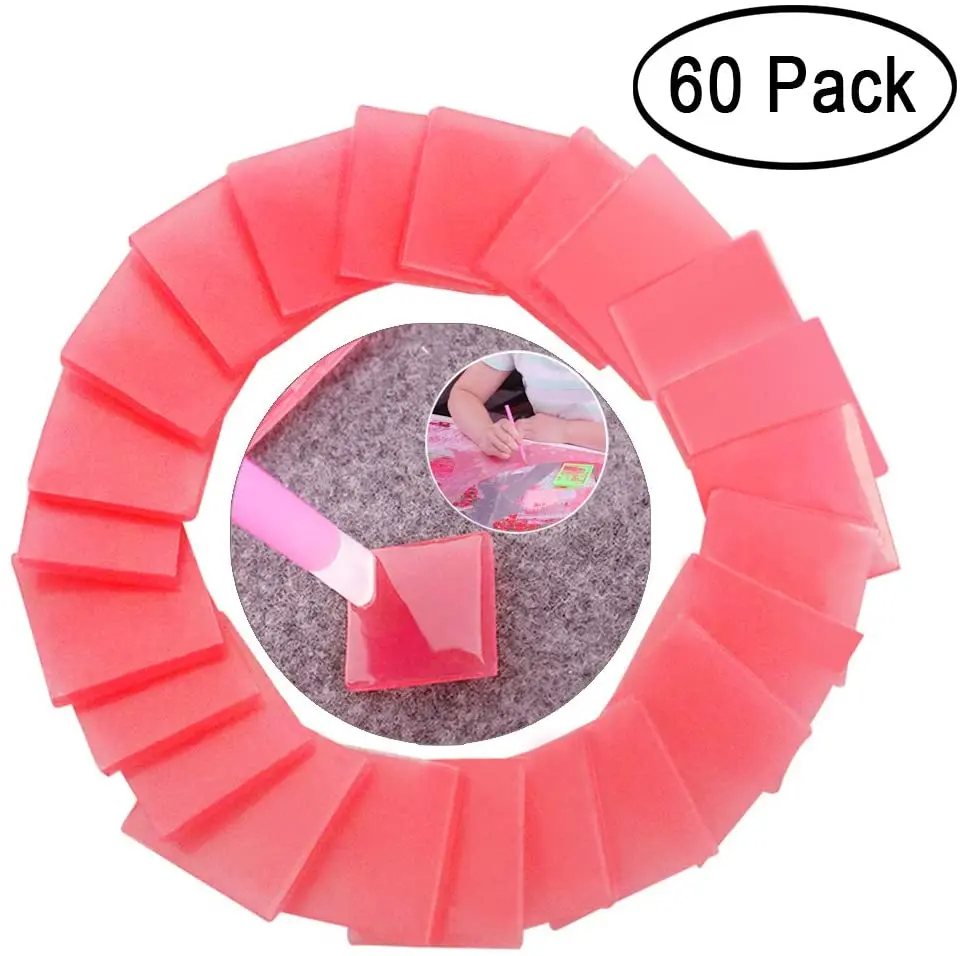 

60 pcs Glue Clay tool Diamond Painting accessories 2*2cm nouveaute Point sticking Round square drill pen Storage box Label paper