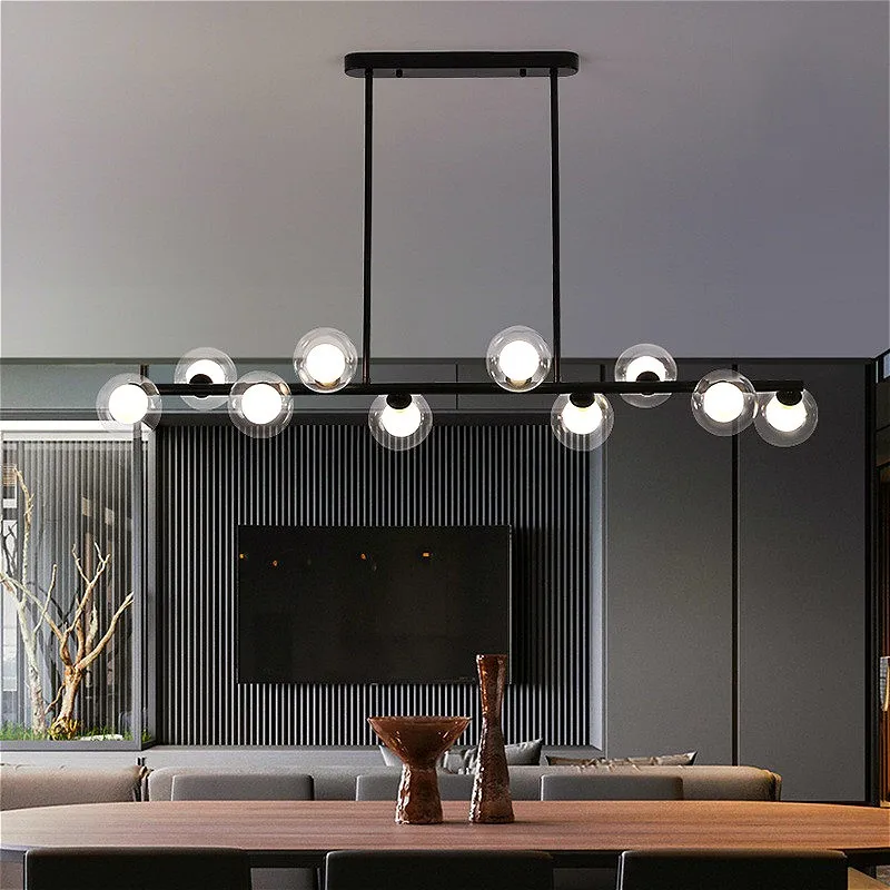 Dining Room Ceiling Chandelier Suspension Horizontal Glass Balls Chandeliers Kitchen Hanging Lamp Office Front Desk Lights