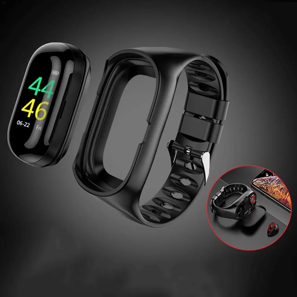 smart watch Wireless Earphone With Color Screen Heart Rate Monitoring Wristband Stereo Earbuds Long Time Standby Sports Watch