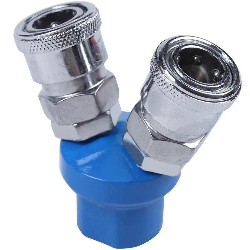 

1/4BSP Female 2 Way Pass Quick Connect Coupler Air Hose Coupling Tool Silver+Blue