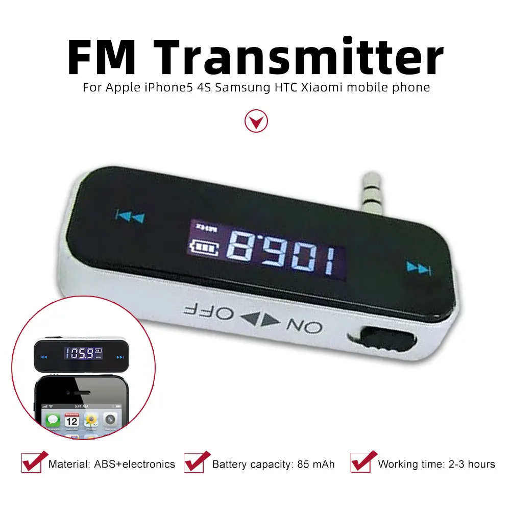 Wireless Mini FM Transmitter 3.5mm In-car Car Music Audio MP3 Player for iPhone 4 5 6 6S Plus Samsung iPad Xiaomi | Автомобили и