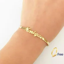 Пользовательское имя золотые браслеты браслет персонализированные имя браслет из нержавеющей стали регулируемая табличка Детский Браслет Bijoux Femme