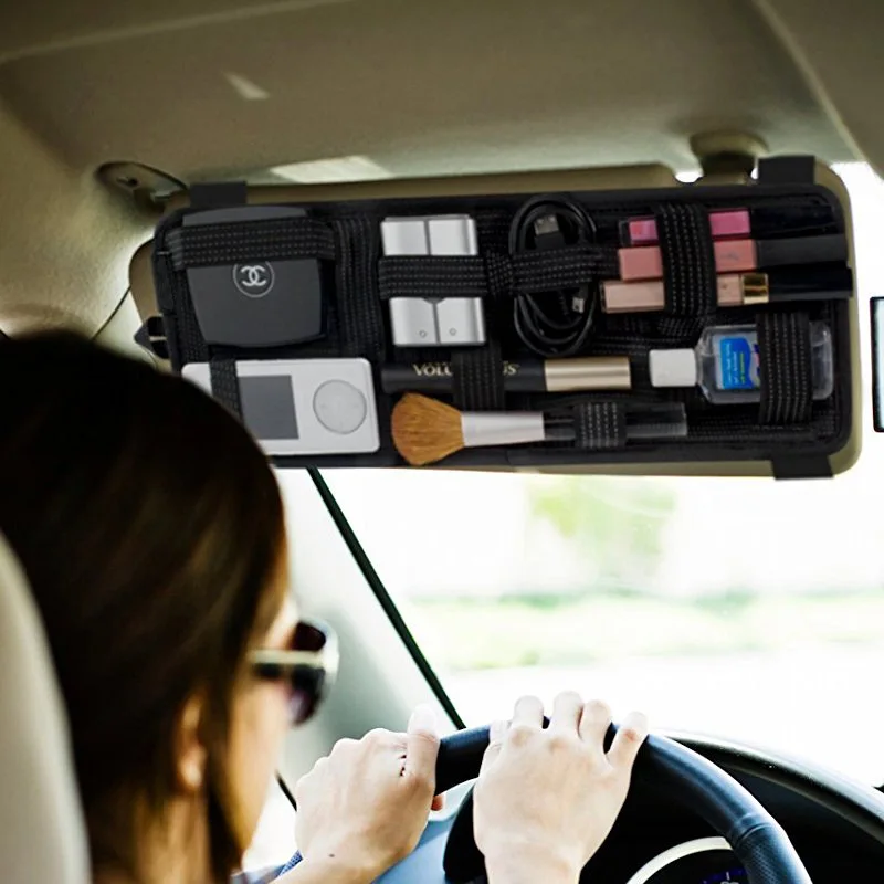 

Car Sun Visor Storage PU Bag Glasses Clip Holder Card Ticket Documents Folder Credit Mobile Cash Sunshade Auto Pouch Organizer