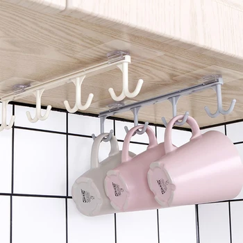 

Kitchen Bathroom Cupboard Hanging Hook Rack Cabinet Storage Organizer Holder Rack Multi-Function Row Hook Finishing Rack Hanger
