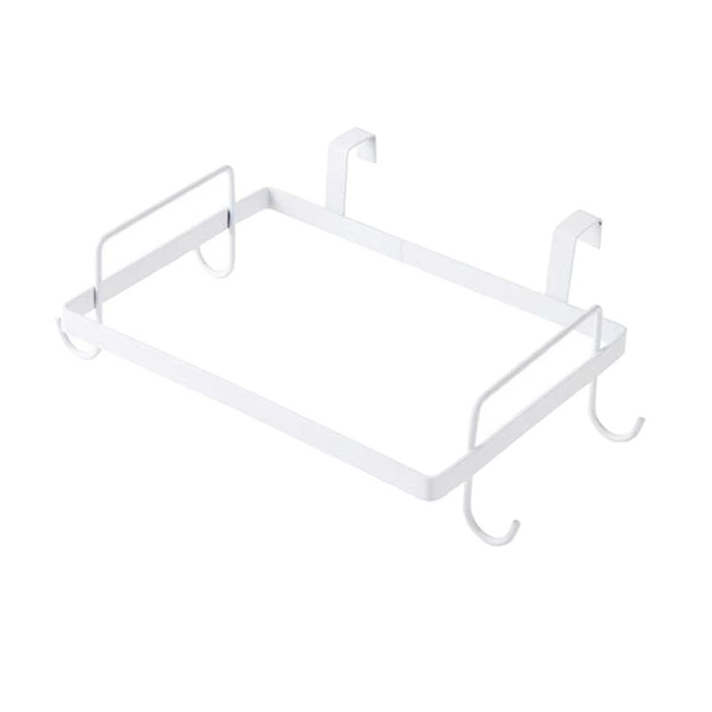 Portable Trash Bag Holder Hanging Kitchen Cupboard Door Back Style Stand Trash Garbage Bags Storage Rack, Black White