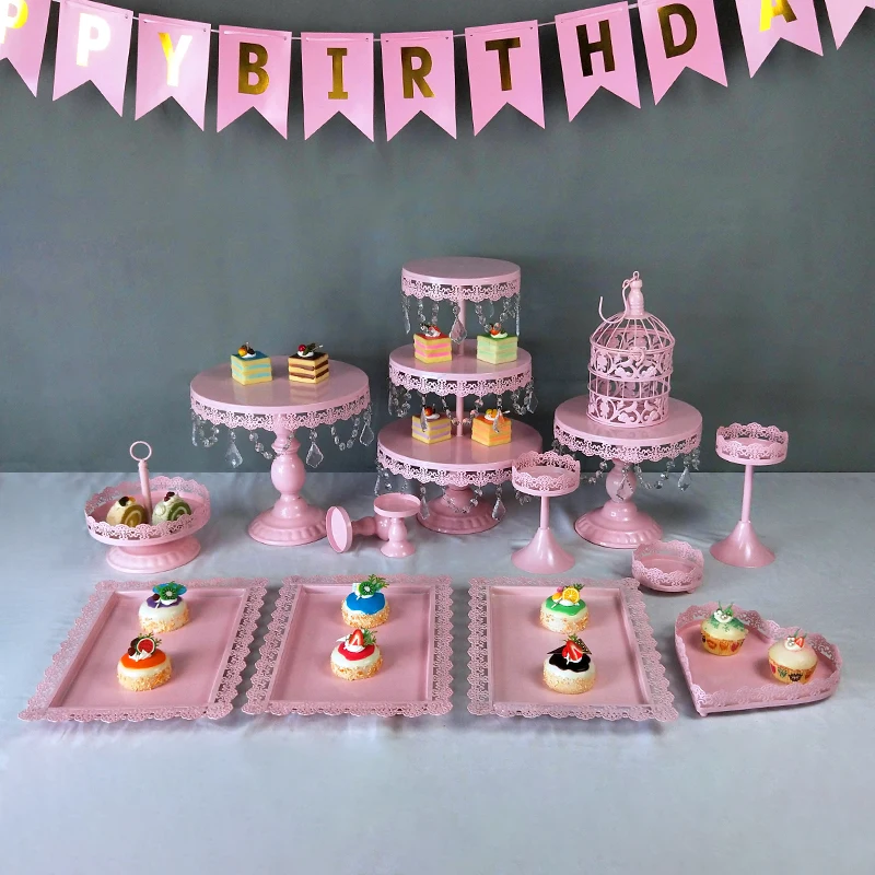

Tobs pink cupcake stand metal for wedding cake stand tray decorating tools candy bar set holder suppliers baking accessories