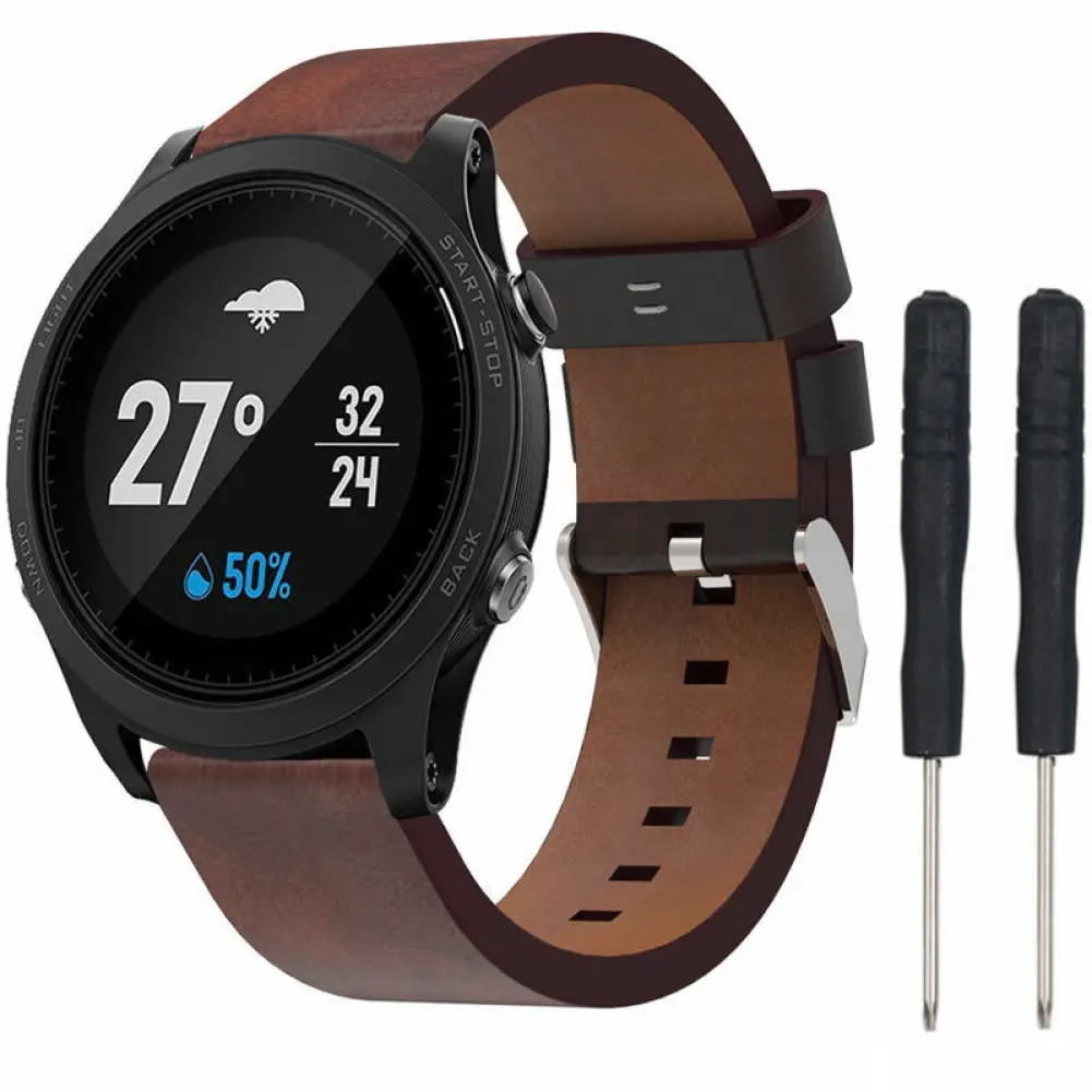 

Ремешок из натуральной кожи для наручных часов Garmin Fenix 5 Forerunner 935, коричневый кожаный ремешок