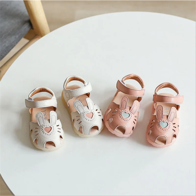 New Summer Baby Shoes Leather Soft Sole Kids Sandals Closed Toe Cute Toddler Girls Sandals 15-25