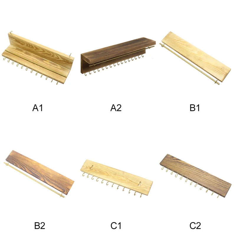 Деревянный настенный смонтированный Органайзер Дисплей ювелирный крючок держатель для ожерелья серьги кольцо Вешалки для шарфа стойка для ювелирных изделий