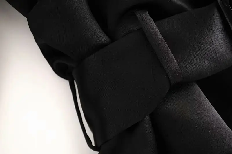 WT239 европейский дизайн тонкая талия уникальный пояс деко длинный рукав черный повседневный блейзер верхняя одежда