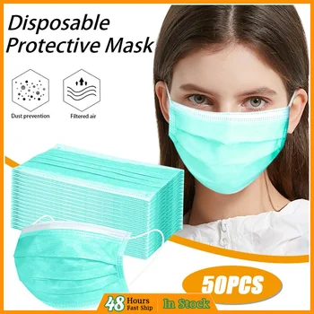 

Disposable Masks Adult Safety Air Fog Anti Dust Mouth Face Mask 3 Layer Safety Protection Breathable 50pcs Protective Mask