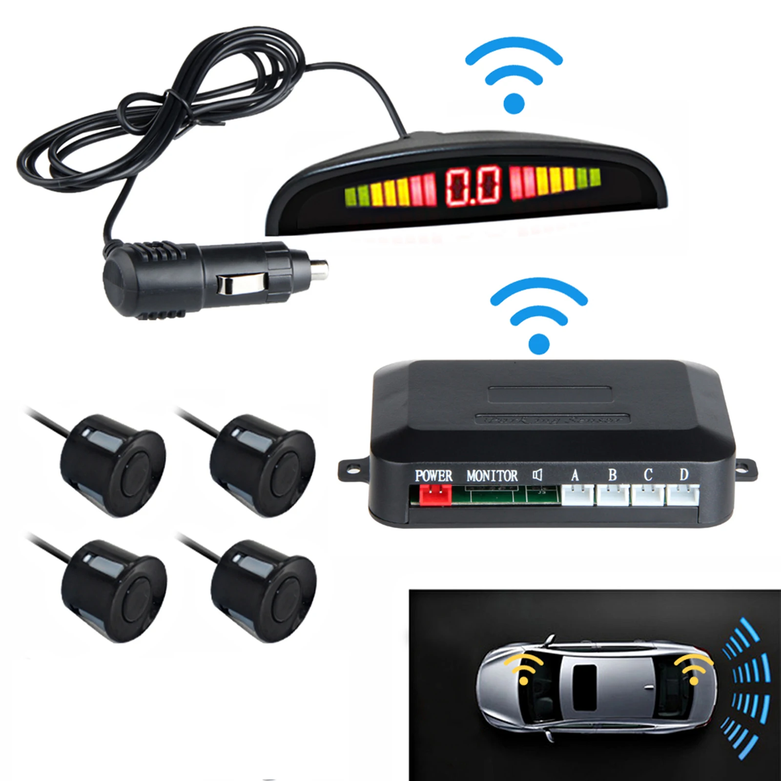 

Car Parking Sensor Kit Wireless Wiring-free Wifi Probe Beep Aid Park Sensoru Radar Monitor System Detecting Distance Detector