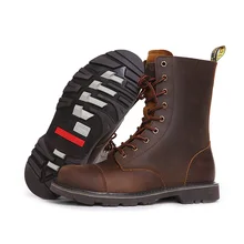 

Genuine Leather Boots Men Outdoor Motorcycle Riding Boots High Boots Desert Army Martin Boots Male Vintage Leather Boots Shoes