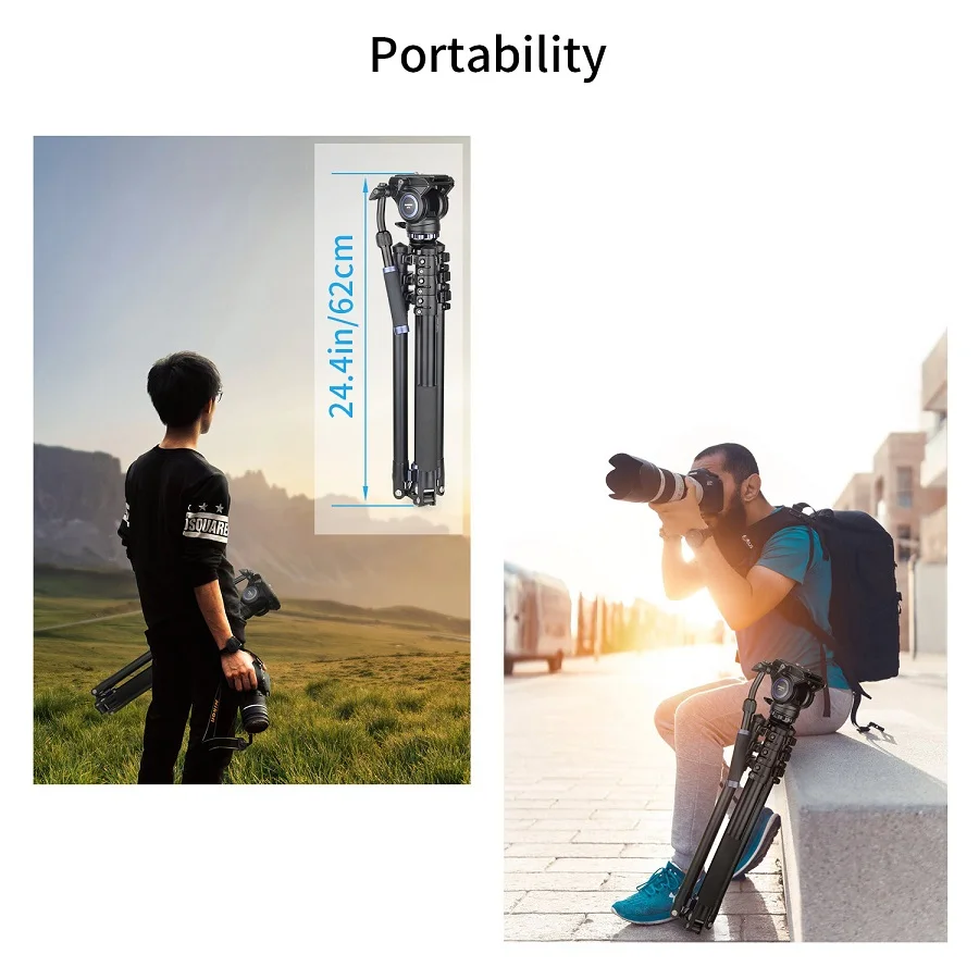 MT70 Multifunctional Video Tripod,Monopod 360 Degree CNC Alloy with Fast Flip Bu