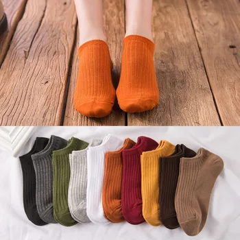 

Japanese Women Boat Socks Joker Smoke Pure Color Boat Woman Double Needle Cotton Socks Cotton Short Tube Ladies Socks Femma