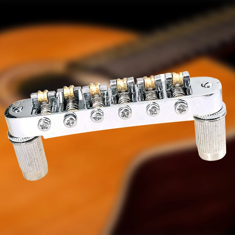 Музыка электрогитара мост Tune-o-matic Регулируемый ролик ремонт легко установить сменный прибор развлечения хвостовые части - Цвет: Серебристый