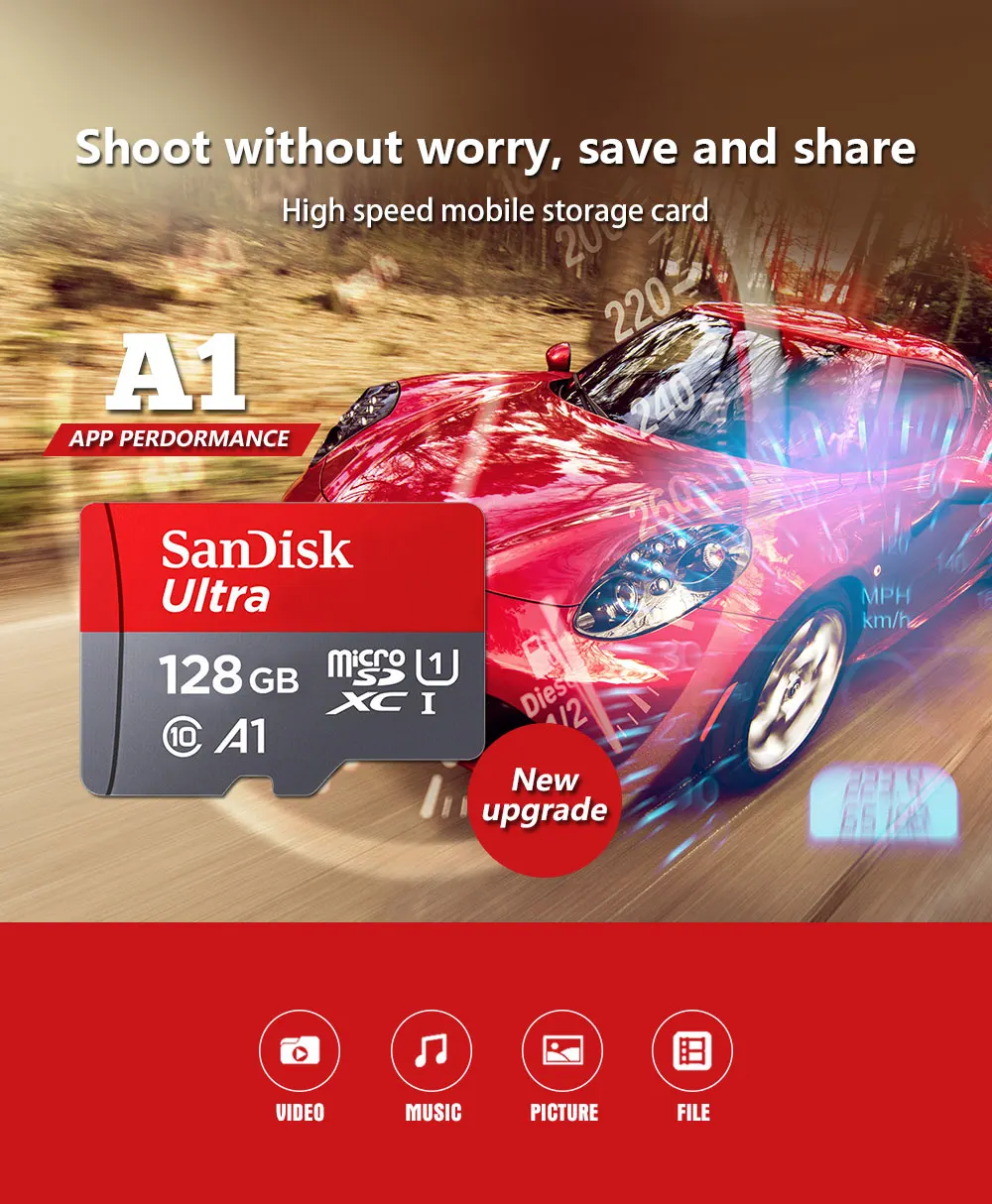 New arrival SanDisk micro sd card 128gb 64gb up to 100Mb/s memory card 32GB 16GB for phone Original memory flash