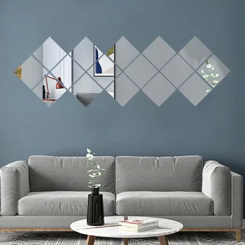 

15x15CM Square Mirror Glass Tile Wall Stickers Decals Mosaic Home Bathroom Living Room Decor DIY Long Wall Mirror Stickers hot