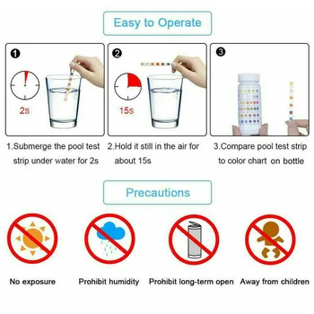 

Multifunctional 6-in-1 Swimming Pool Test Strips for Chlorine PH Alkalinity Water Hardness Testing 50 Pcs/set YE-Hot