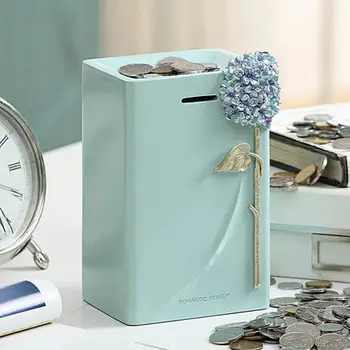 

Resin Small Safe Wooden Money Box Child Piggy Bank Gift Coin with Lock Dispensador De Monedas Locked Piggy Bank for Kids KK60CX