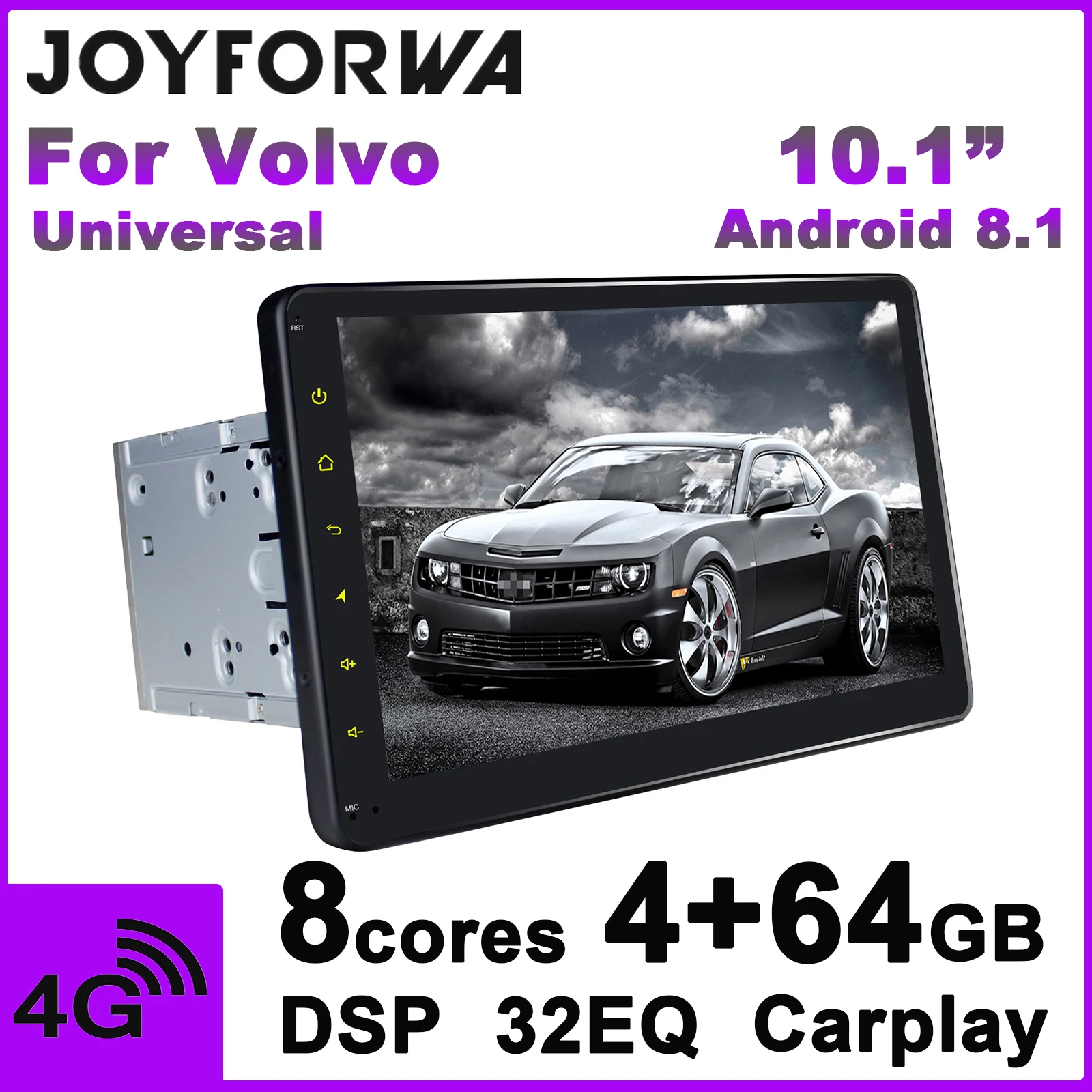 

Carplay DSP 10.1" 2Din Android 8.1 Car Multimedia Radio for Volvo S80 S60 S40 XC90 GPS Subwoofer SPDIF DVR DAB+ WiFi 4G SIM OBD