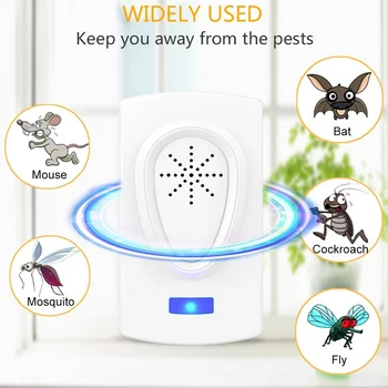 

Behogar Electric Ultrasound Ultrasonic Pest Insect Rats Spiders Mosquitoes Repeller Repellent for Home Kitchen Bedroom Garage