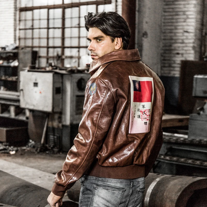 A2 Air Force Avirex fly genuine men real cowskin bomber Jacket Men's  motorcycle Leather coat