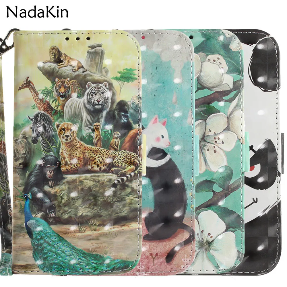 

Stylish 3D Painted Leather Book Phone Shell for Xiaomi Mi A3 9T CC9 CC9e Redmi 7 7A Note 7 K20 Painting Cover Case With Strap