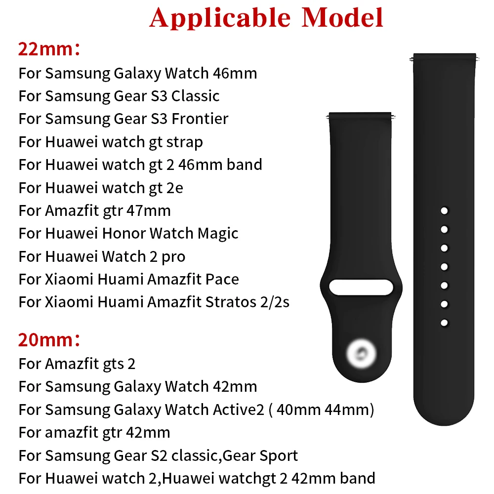 Universal 20mm/22mm Smartwatch Replacement Strap Bracelet
