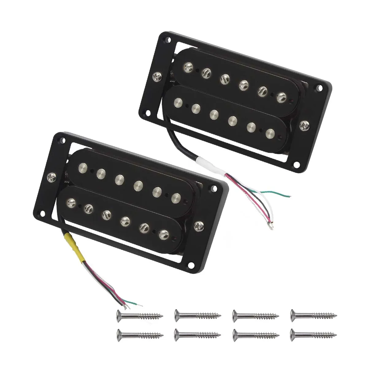 플레어 넥 & 브릿지 픽업 세트 Alnico 5 험버커 픽업 일렉트릭 기타 (기타 부품 용 플랫 프레임 포함) 블랙기타 구성품