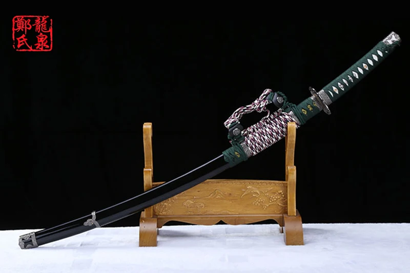 Real katana swords japanese samurai full tang high carbon steel blade knife wooden sheath
